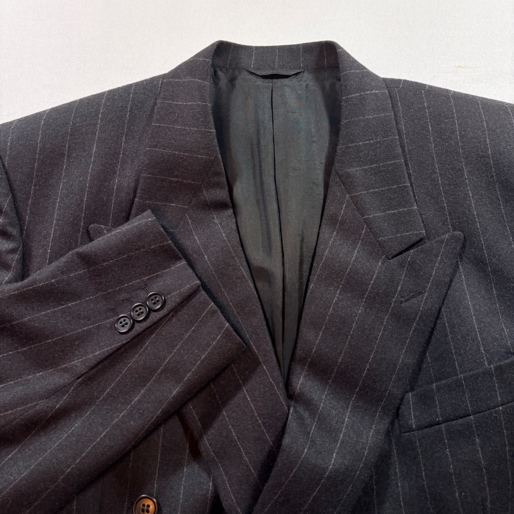 Cerruti 1881 Pinstripe Blazer Mens 44‎ Wool Cashmere Double Breasted Italy Gray